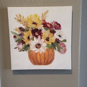 Floral Pumpkin Vase Wall Art Canvas